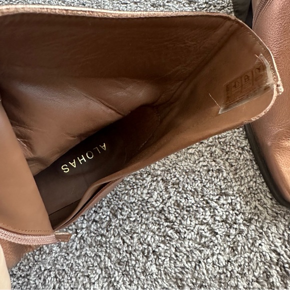 Alohas Women's South Shimmer Quartz Rose Gold Leather Booties Heeled Boots NWT - Picture 6 of 8